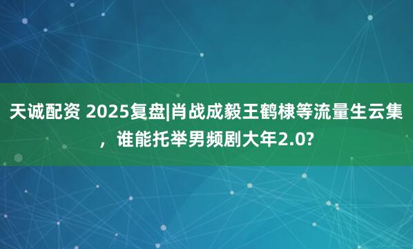 天诚配资 2025复盘|肖战成毅王鹤棣等流量生云集，谁能托举男频剧大年2.0?